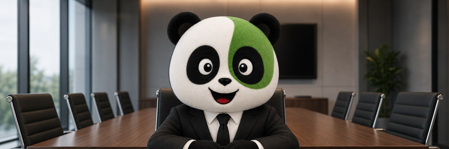 PandaFit mascot in a meeting room